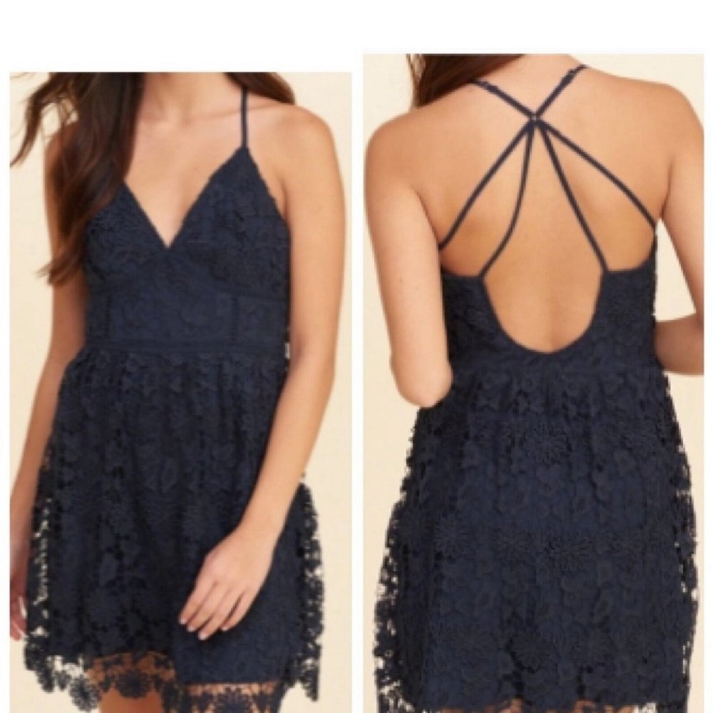 Hollister Women Short Navy Backless Laned Navy Blue  Dress Size XS